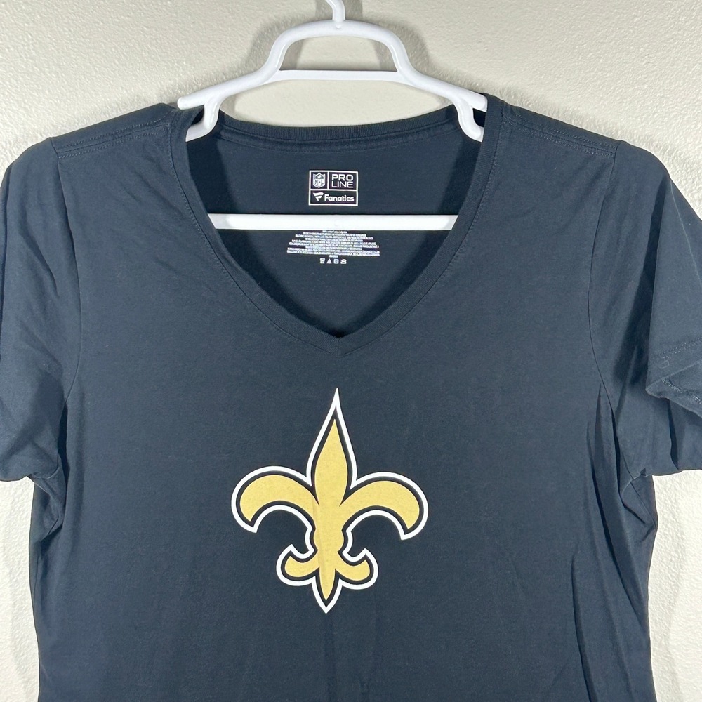 NFL Pro Line Fanatics New Orleans Saints V-Neck T-Shirt Black XL Fleur De Lis
